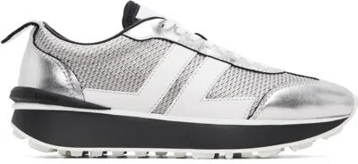Lanvin Silver Crinkled Metallic Leather Bumpr Sneakers In Multi