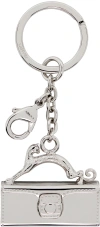 Lanvin Silver Pencil Cat Brass Keychain In M2 Silver