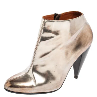 Lanvin Silver/brown Leather Pointed Toe Booties