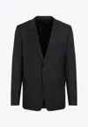 Lanvin Navy Blue Single Breasted Tailored Virgin Wool Jacket In Gray