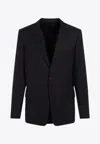 Lanvin Navy Blue Single Breasted Tailored Virgin Wool Jacket In Navy