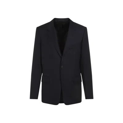 LANVIN SINGLE BREASTED TAILORED NAVY BLUE VIRGIN WOOL JACKET