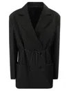 Lanvin Drawstring Waist Deconstructed Jacket In Black