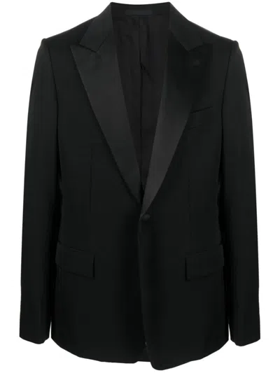 Lanvin Single-breasted Wool Tuxedo Jacket With Shiny Lapels In Black