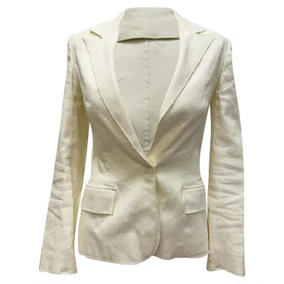Lanvin Single-breasted Blazer In White Linen In Neutral