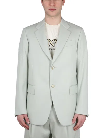 Lanvin Single-breasted Boxy Wool Jacket In Green