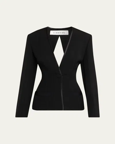 Lanvin Single-breasted Silk-blend Backless Jacket In Black