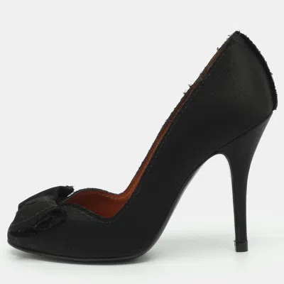 Pre-owned Lanvin Size 36 Black Satin Bow Pumps