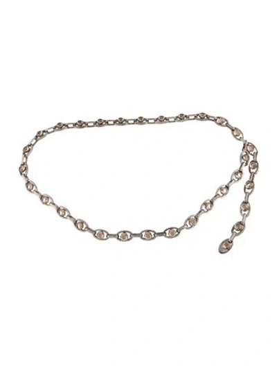 Pre-owned Lanvin Skinny Chain-link Accents Waist Belt In Silver