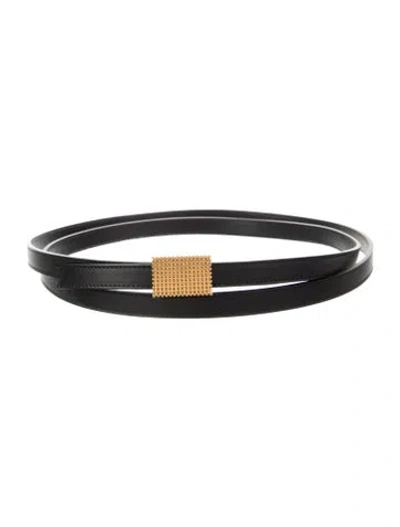 Pre-owned Lanvin Skinny Leather Belt In Black