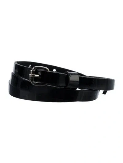 Pre-owned Lanvin Skinny Leather Belt In Black
