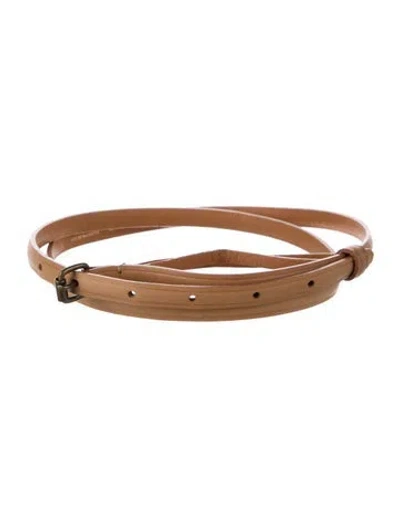 Pre-owned Lanvin Skinny Leather Belt W/ Tags In Brown