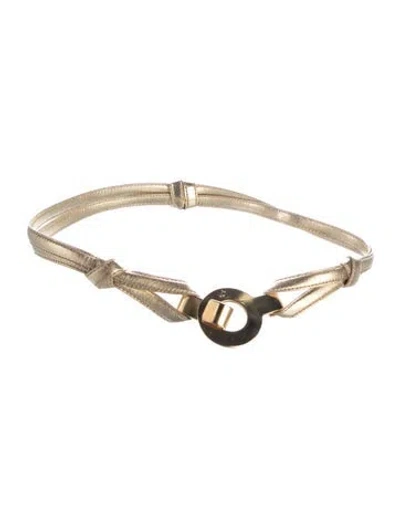 Pre-owned Lanvin Skinny Leather Waist Belt In Gold