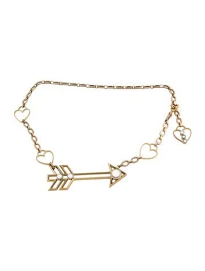 Pre-owned Lanvin Skinny Metal Chain-link Belt In Gold