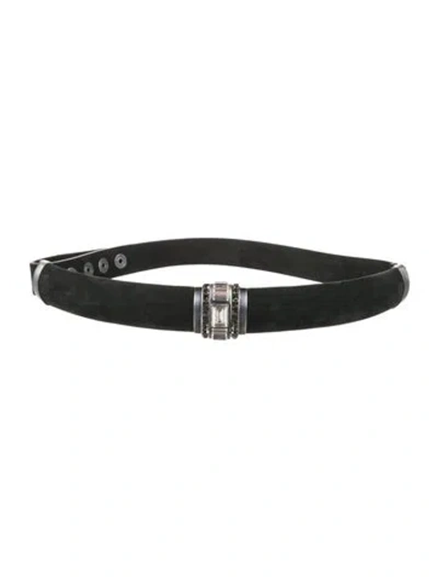 Pre-owned Lanvin Skinny Suede Waist Belt In Black