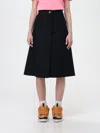 Lanvin A-line Wool Skirt Button Detail In Black