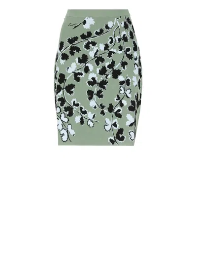 Lanvin Floral-jacquard Mini Skirt In Green