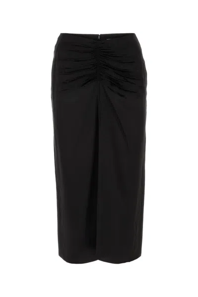 Lanvin Ruched Midi Skirt In Black