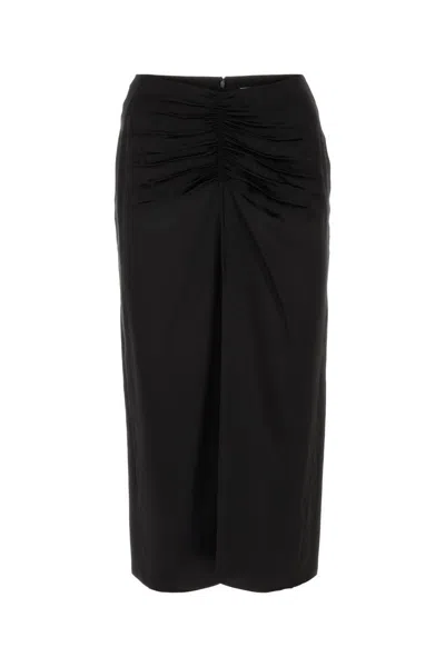 Lanvin Gathered-waist Midi Skirt In Black