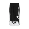 Lanvin Pleated Long Skirt Abstract Pattern In Black