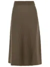 Lanvin Fine Knitted Flared Midi Skirt In Brown