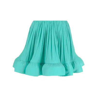 Lanvin Charmeuse Ruffle Skirt In Blue