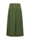 Lanvin Green Satin Flared Midi Skirt In Lichen