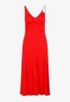 Lanvin Red Flame Sleeveless A-line Midi Dress In Red