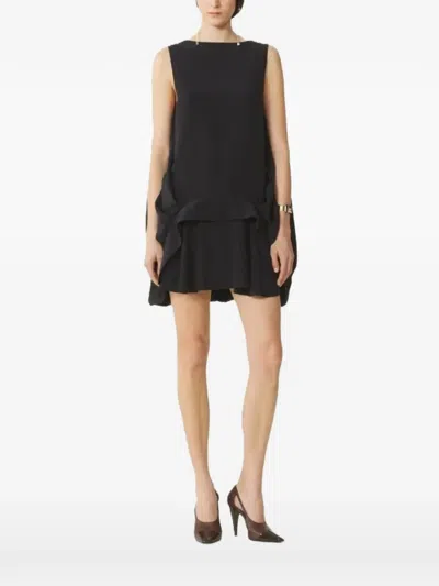 Lanvin Sleeveless Balloon Top In Silk Crepe In Black