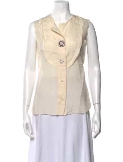 Pre-owned Lanvin Sleeveless Blouse In Neutrals