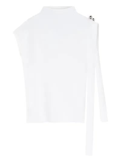 Lanvin Sleeveless Button-embellished Blouse In White