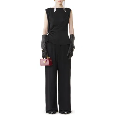 Lanvin Sleeveless Button-down Top In Satin In Black