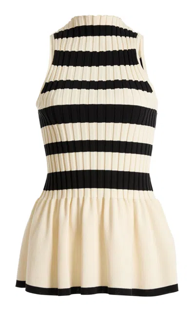 Lanvin Sleeveless Cotton-blend Peplum Top In Multi