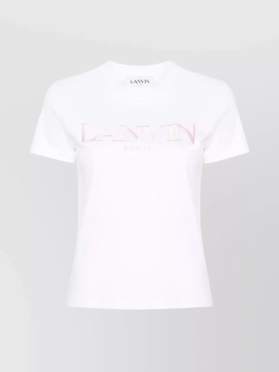Lanvin Logo-embroidered Cotton T-shirt In White