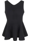 Lanvin Flared Sleeveless Peplum Top In Black