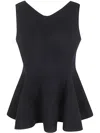 Lanvin Flared Sleeveless Peplum Top In Black