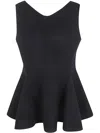 Lanvin Flared Sleeveless Peplum Top In Black