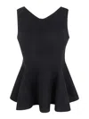 Lanvin Flared Sleeveless Peplum Top In Negro