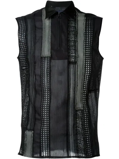 Lanvin Sleeveless Patchwork Shirt In Black