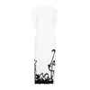 Lanvin Sleeveless Pleated Midi Dress With Abstract Pattern
