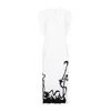 Lanvin Sleeveless Pleated Midi Dress With Abstract Pattern In White