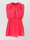 Lanvin Sleeveless Pleated Top Elasticated Waist In Red
