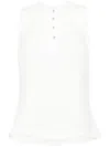 Lanvin Buttoned Crepe De Chine Sleeveless Top In White