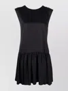 Lanvin Sleeveless Round Neck Drop Waist Mini Dress In Black