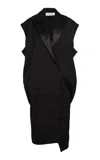 Lanvin Sleeveless Tailored Wool Midi Dress In Black