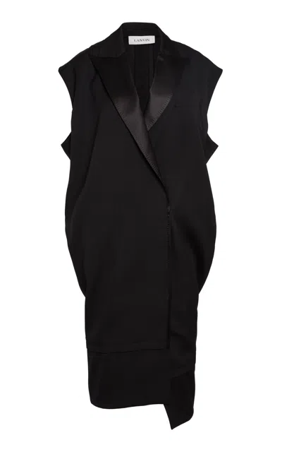 Lanvin Sleeveless Tailored Wool Midi Dress In Black