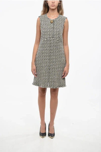 Lanvin Sleeveless Textured Fabric A-line Dress In Black