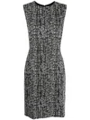 Lanvin Sleeveless Tweed Midi Dress In Black