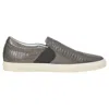 Lanvin Slip-on Sneakers In Metallic Grey Embossed Leather In Grey