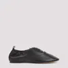 Lanvin Pointed-toe Leather Flats With Gathered Elastic Collar